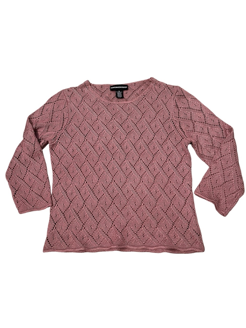 Norton McNaughton 3/4 sleeve diamond pattern sweater